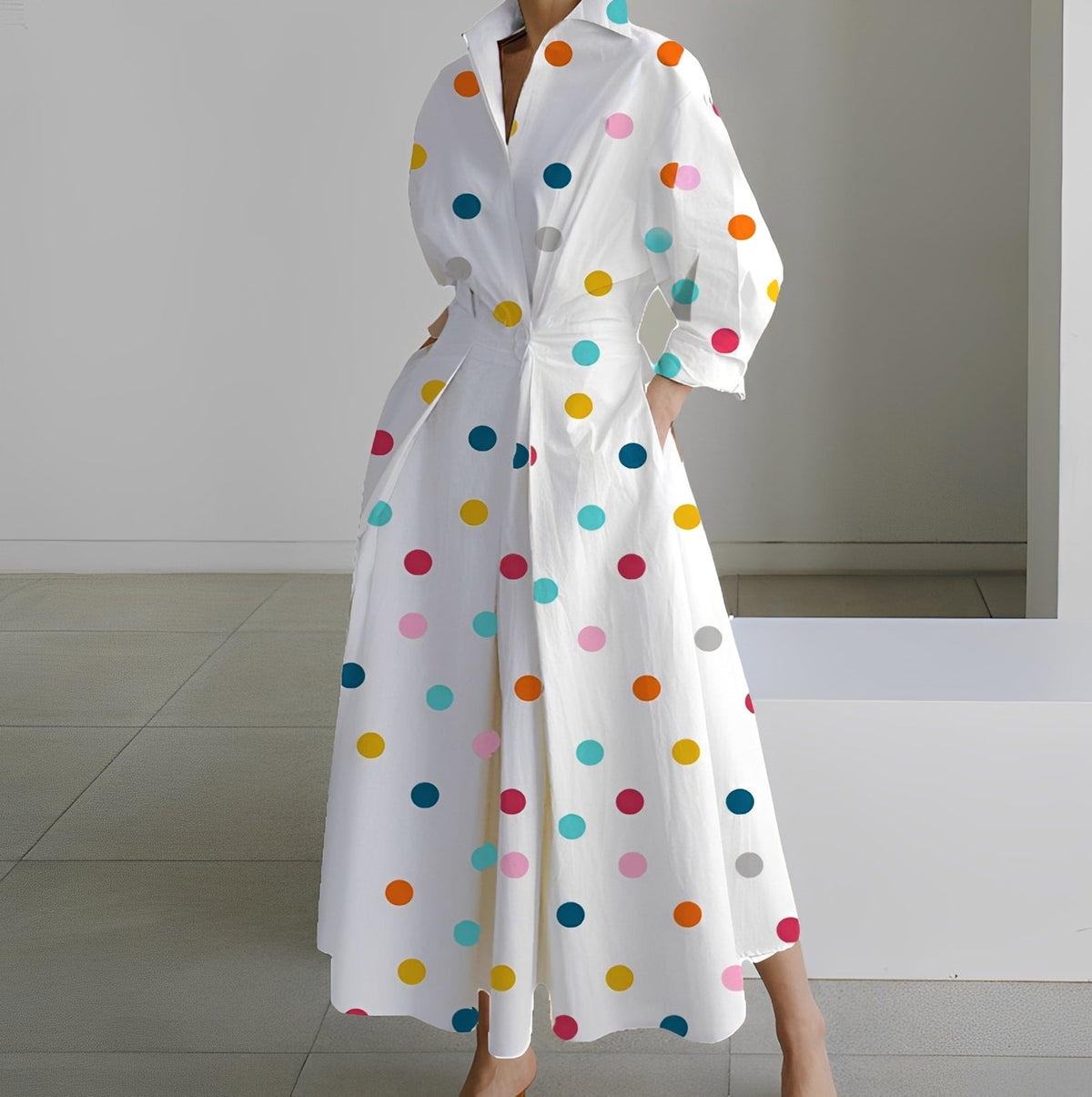 Martha - Robe chemise chic à motif abstrait pour femmes