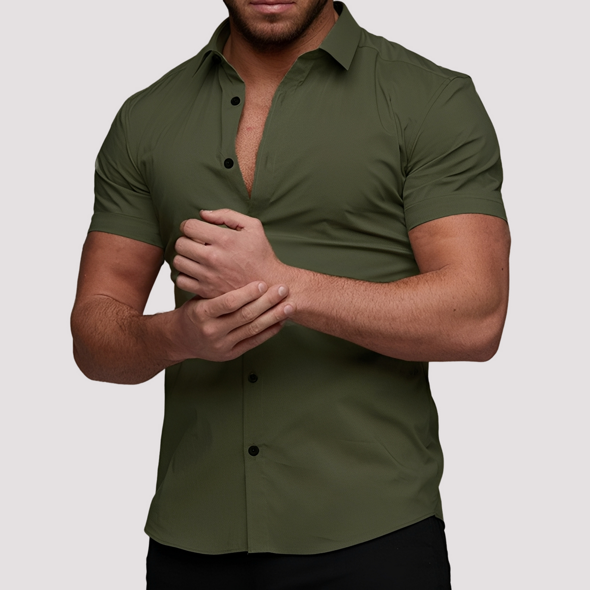Oscar - Chemise ajustée à manches courtes pour hommes