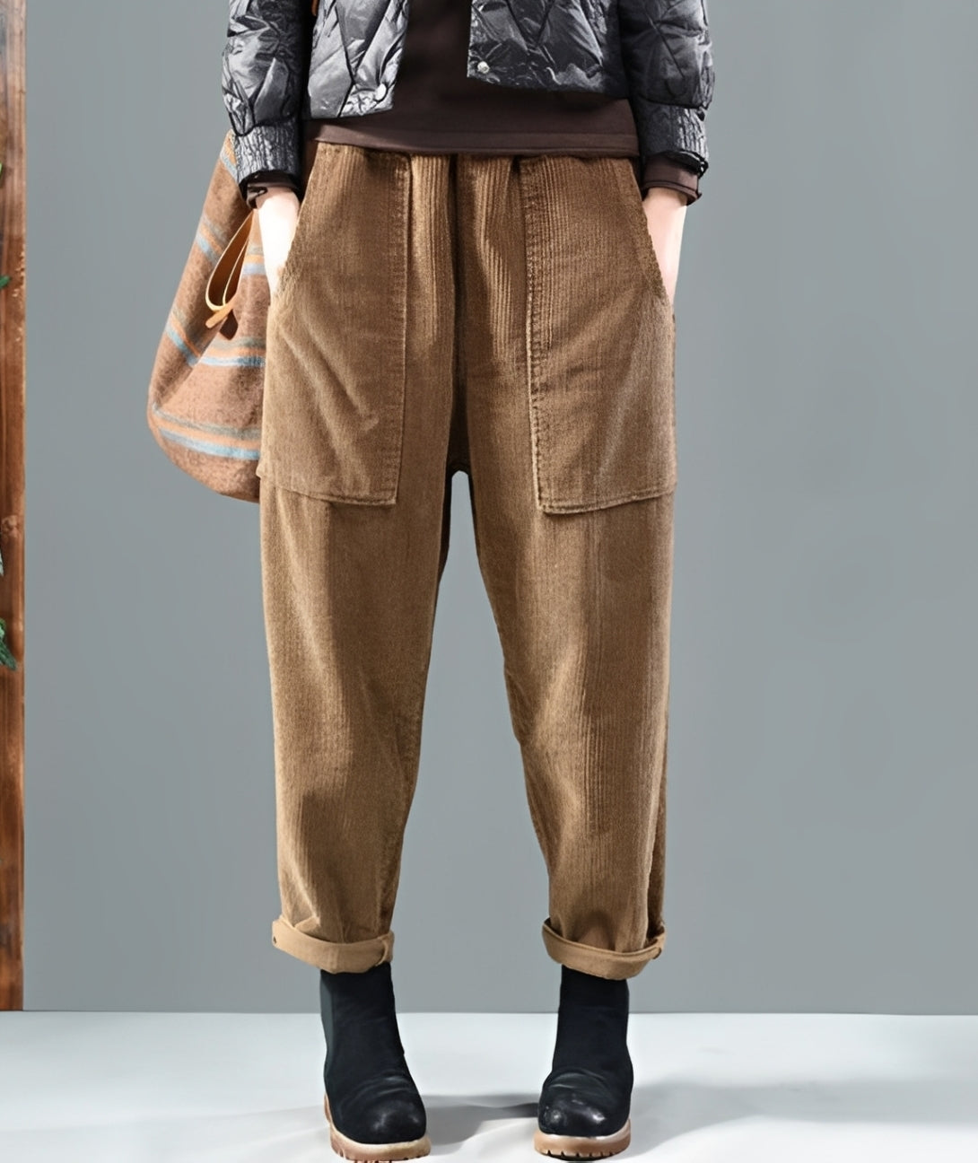 Hanna - Pantalon harem chic en velours côtelé pour femmes