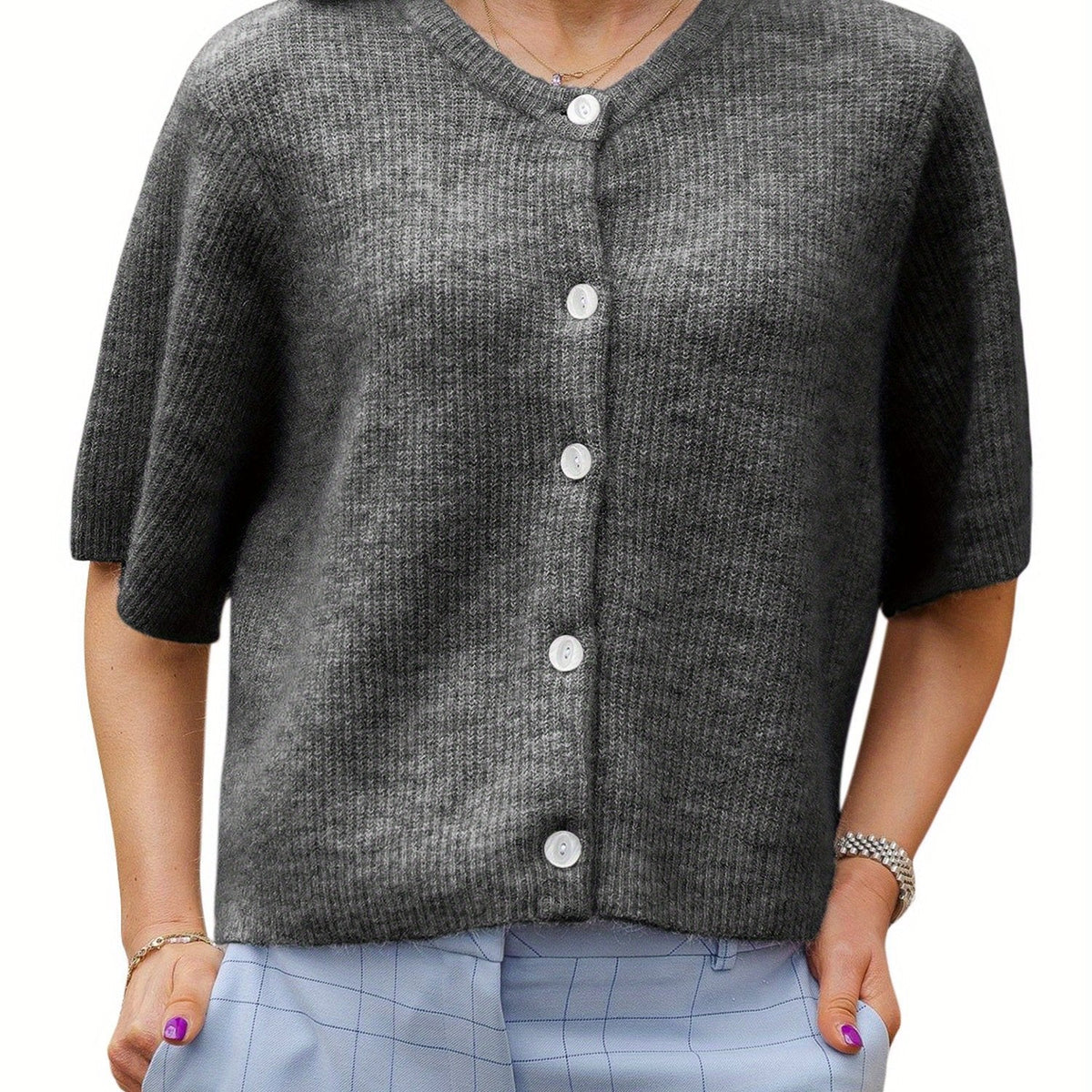 Margie - Cardigan large à manches courtes pour femmes