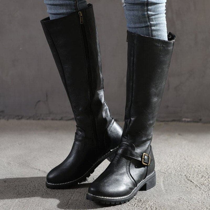 Marisa – Bottes en cuir avec talons blocs