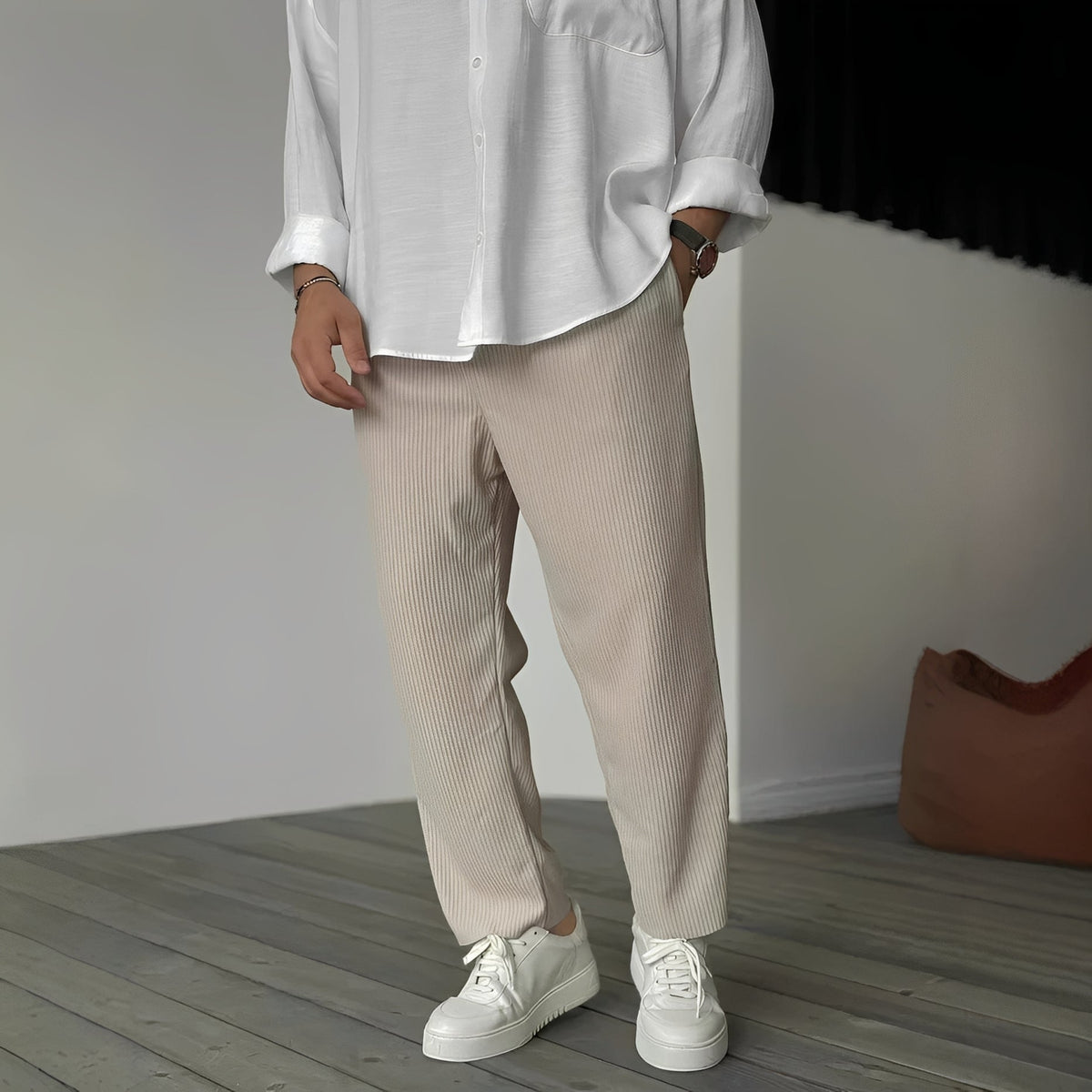 Tristan - Pantalon décontracté droit et large pour hommes