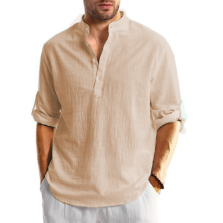 Bryson - Chemise décontractée à manches longues en lin pour homme
