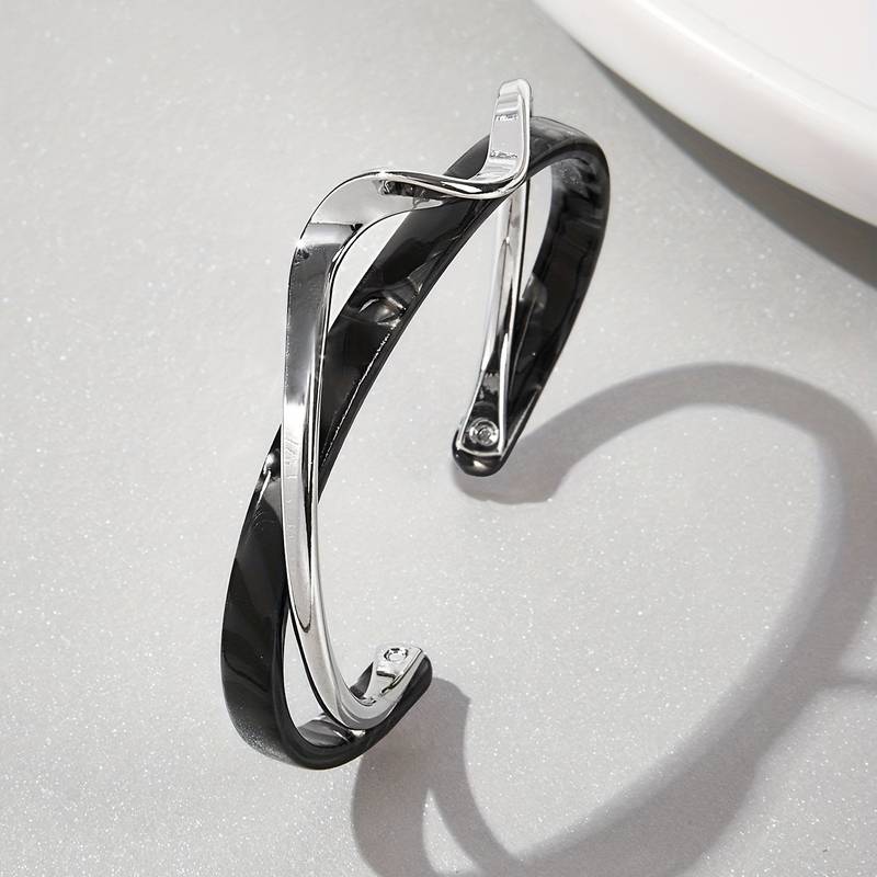 Bracelet ondulé avec incrustations de perles - Bracelet en or plaqué 18K