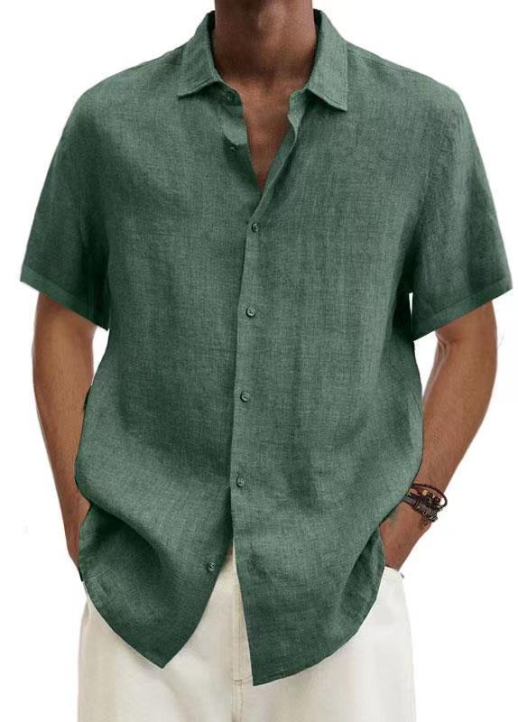 Jared - Hommes Chemise d'été Coton Lin Respirant