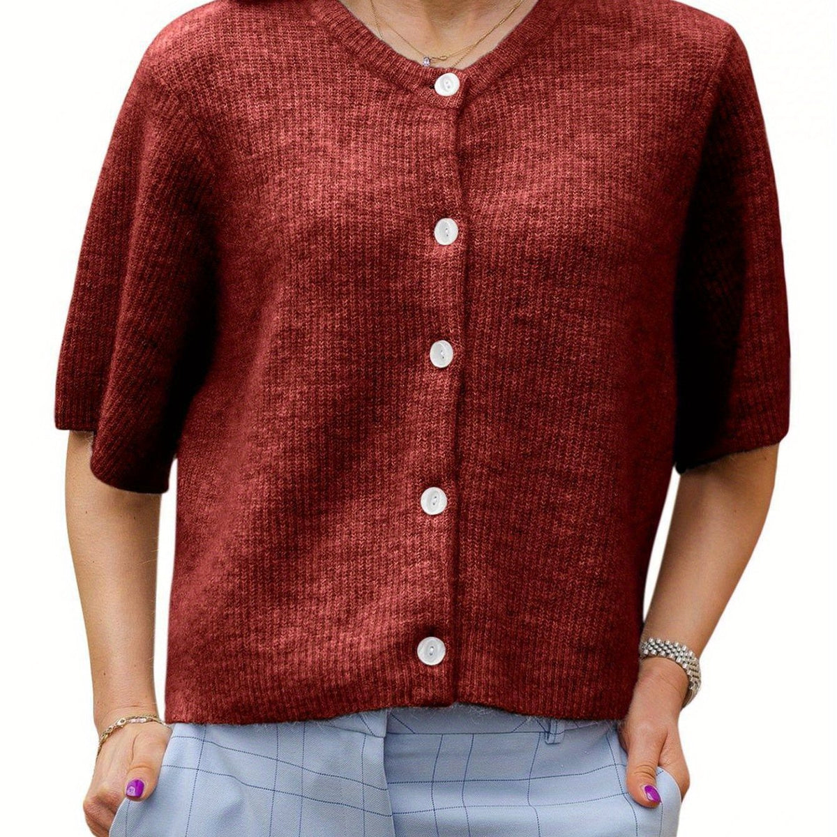 Margie - Cardigan large à manches courtes pour femmes