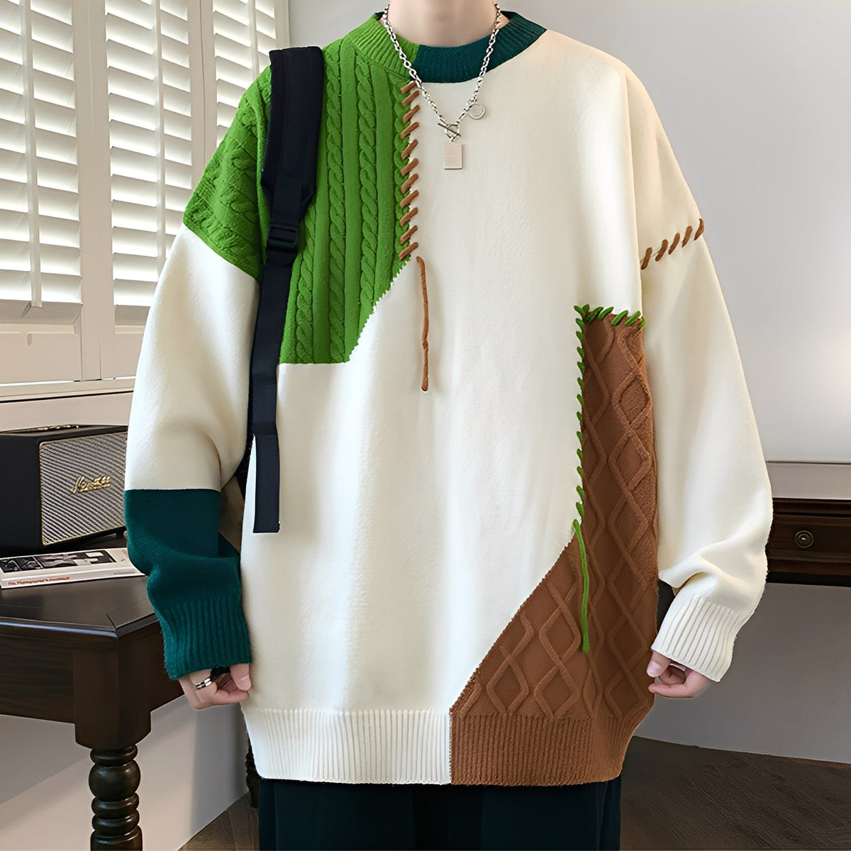 Carter - Pulls patchwork chics et chauds pour hommes
