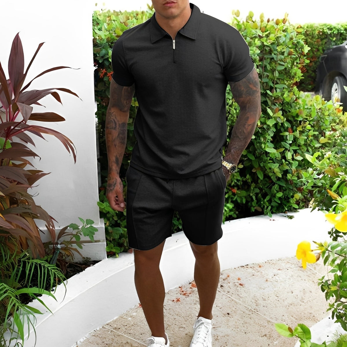 Richard - Ensemble décontracté composé d'un polo et de shorts pour hommes