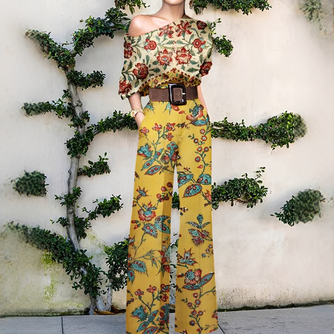 Chandrine - Combinaison asymétrique à jambes larges pour femme