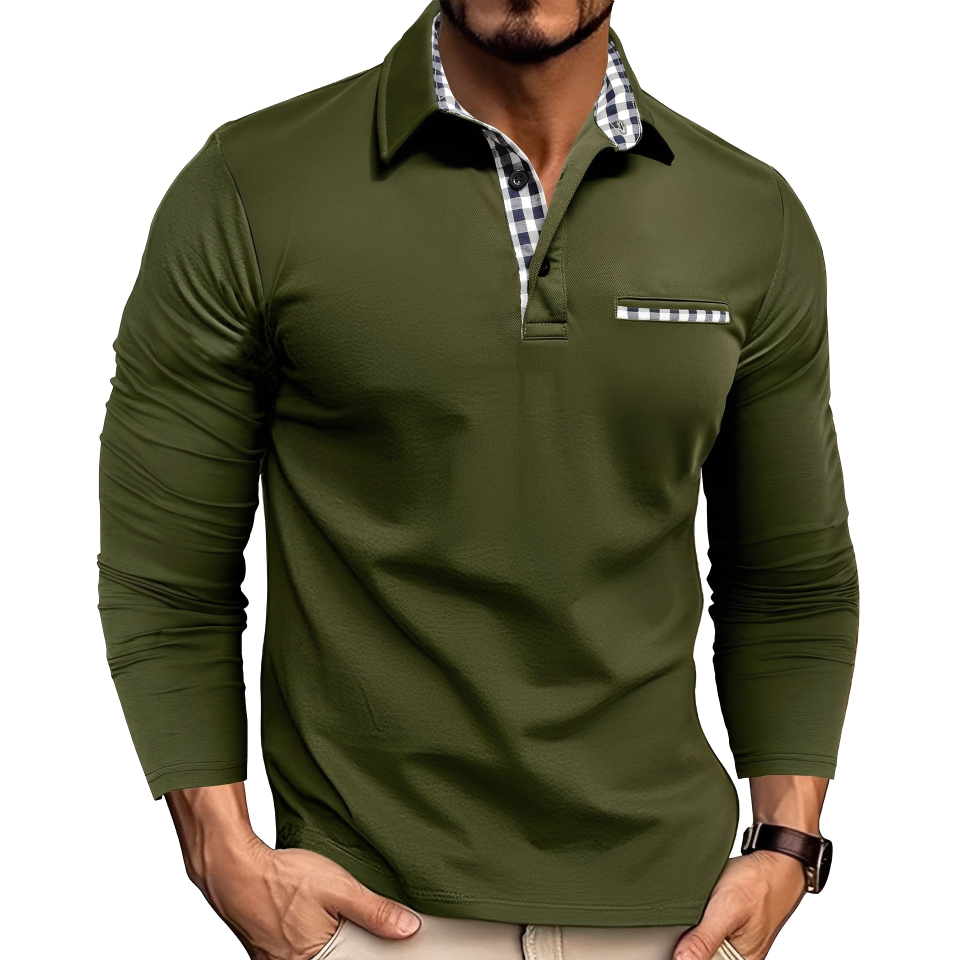 Charel - Polo à manches longues décontracté pour homme
