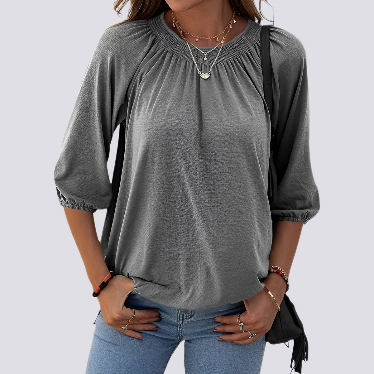 Telsa - Blouse décontractée à col rond pour femmes