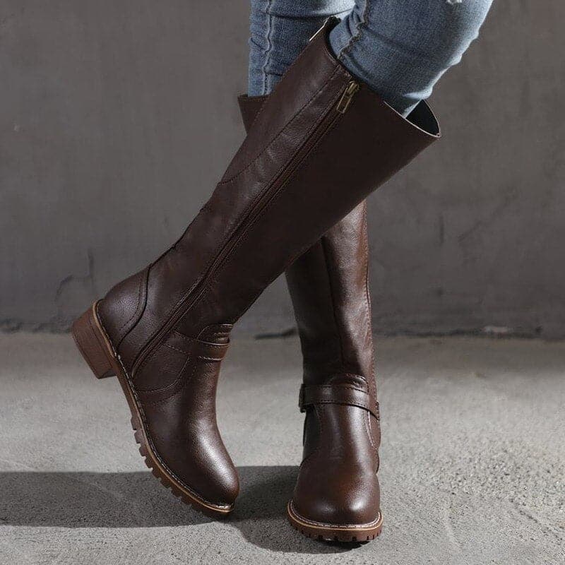 Marisa – Bottes en cuir avec talons blocs