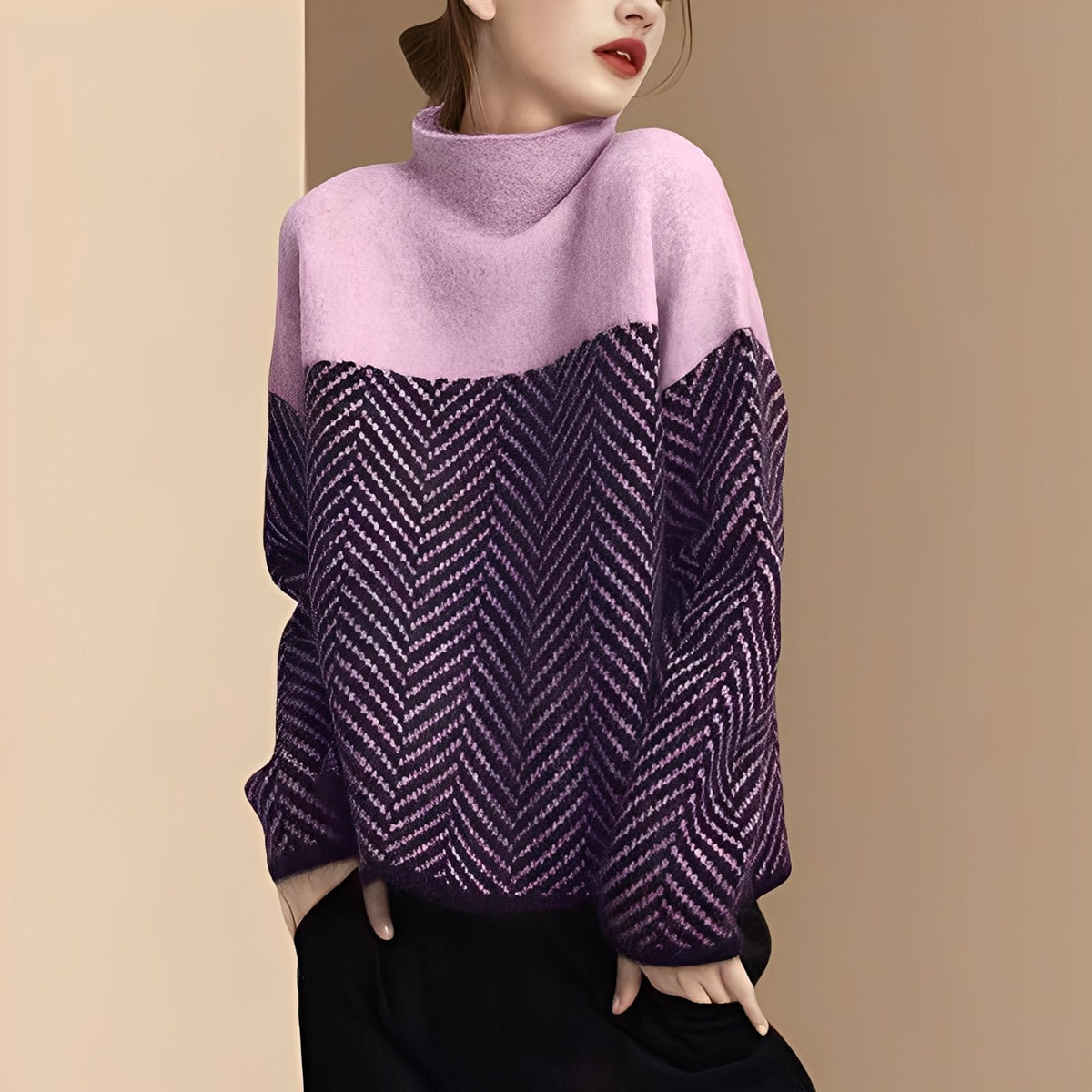 Maryann - Pull chic à col roulé et agréable au toucher