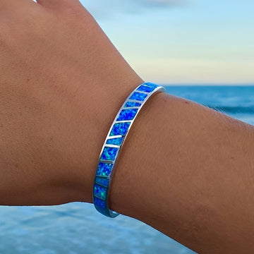Ocean – Bracelet en opale bleue et argent