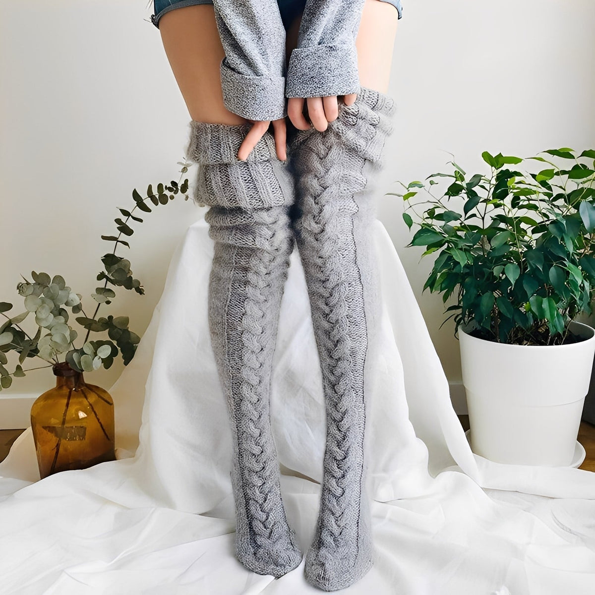 Hailee - Chaussettes chaudes au-dessus du genou pour femmes
