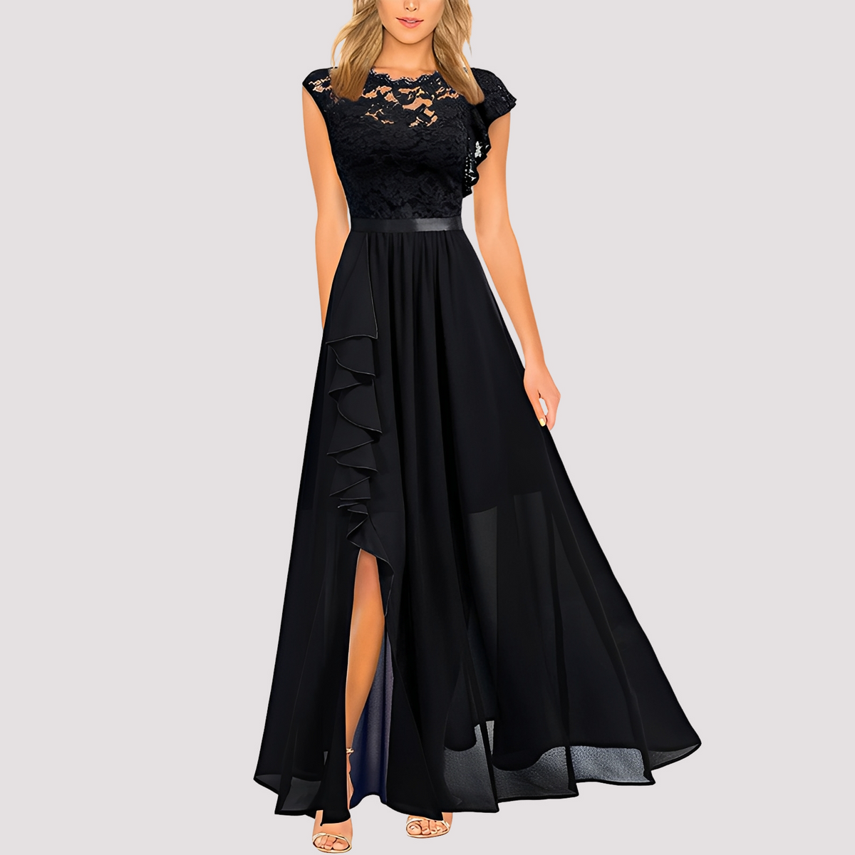 Anne - Robe longue chic à taille haute pour femmes