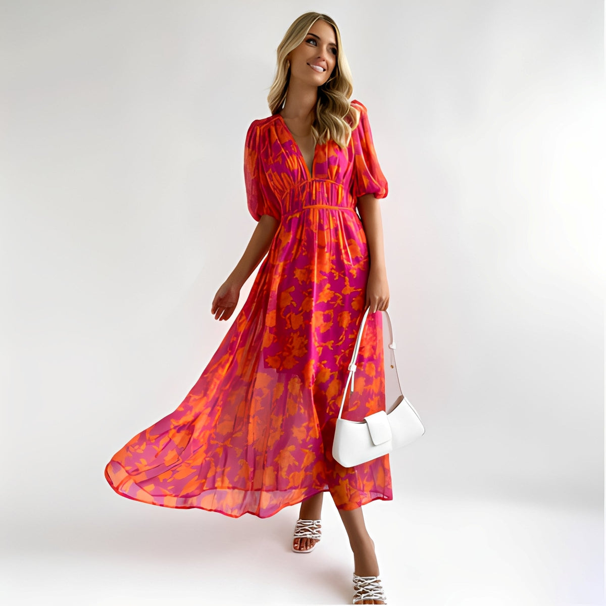Louisa - Robe Midi Ample à Motif Floral