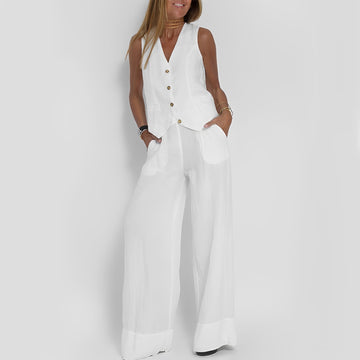 Joan - Ensemble sans manches et pantalon large décontracté pour femmes