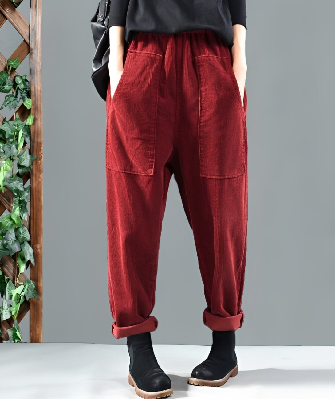 Hanna - Pantalon harem chic en velours côtelé pour femmes