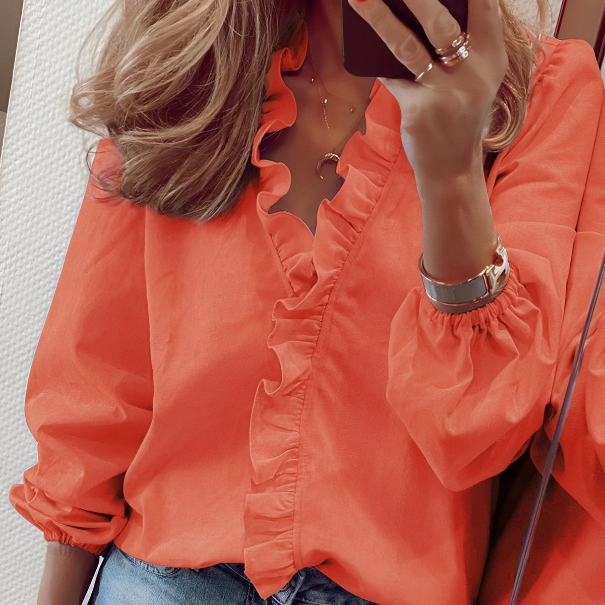 Martha - Blouse chic à volants avec col en V pour femmes