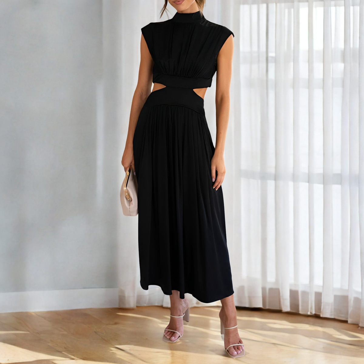 Christina - Robe maxi décontractée avec une taille découpée pour femmes
