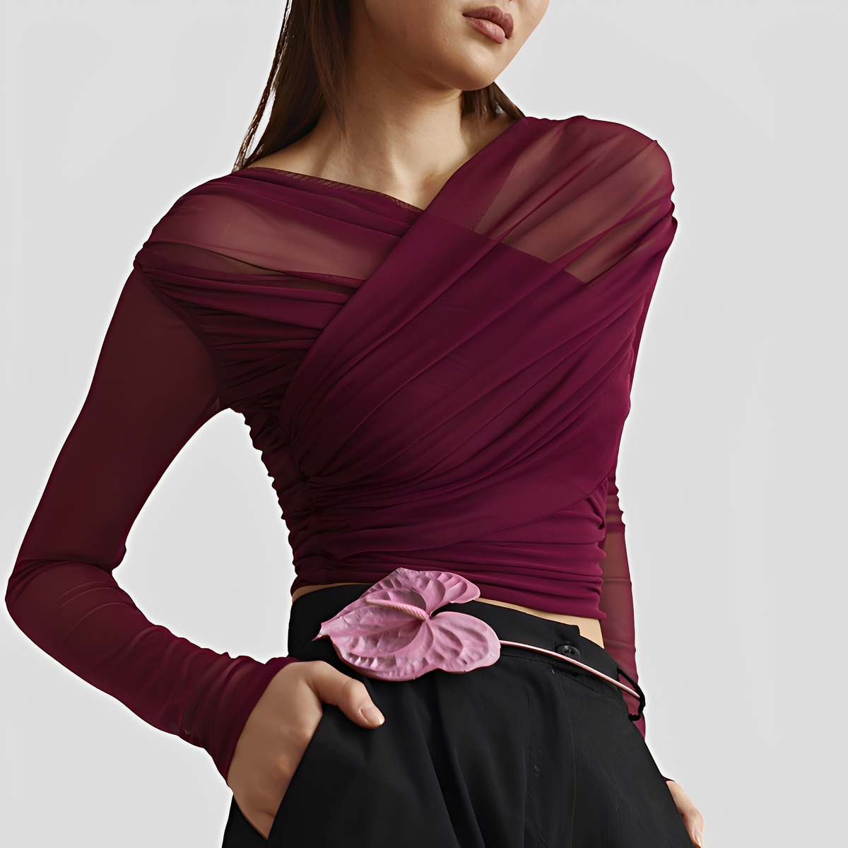 Cara - Blouse élégante à manches longues froncées
