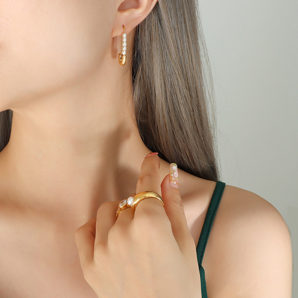 Boucles d'oreilles à épingle de sécurité - Boucles d'oreilles en perles fraîches et délicates