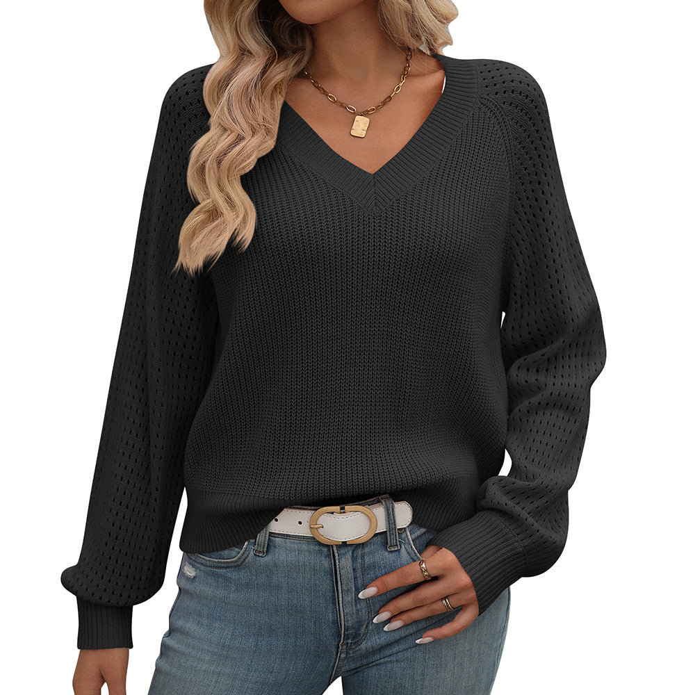 Poppy - Pull chic avec col en V pour femmes