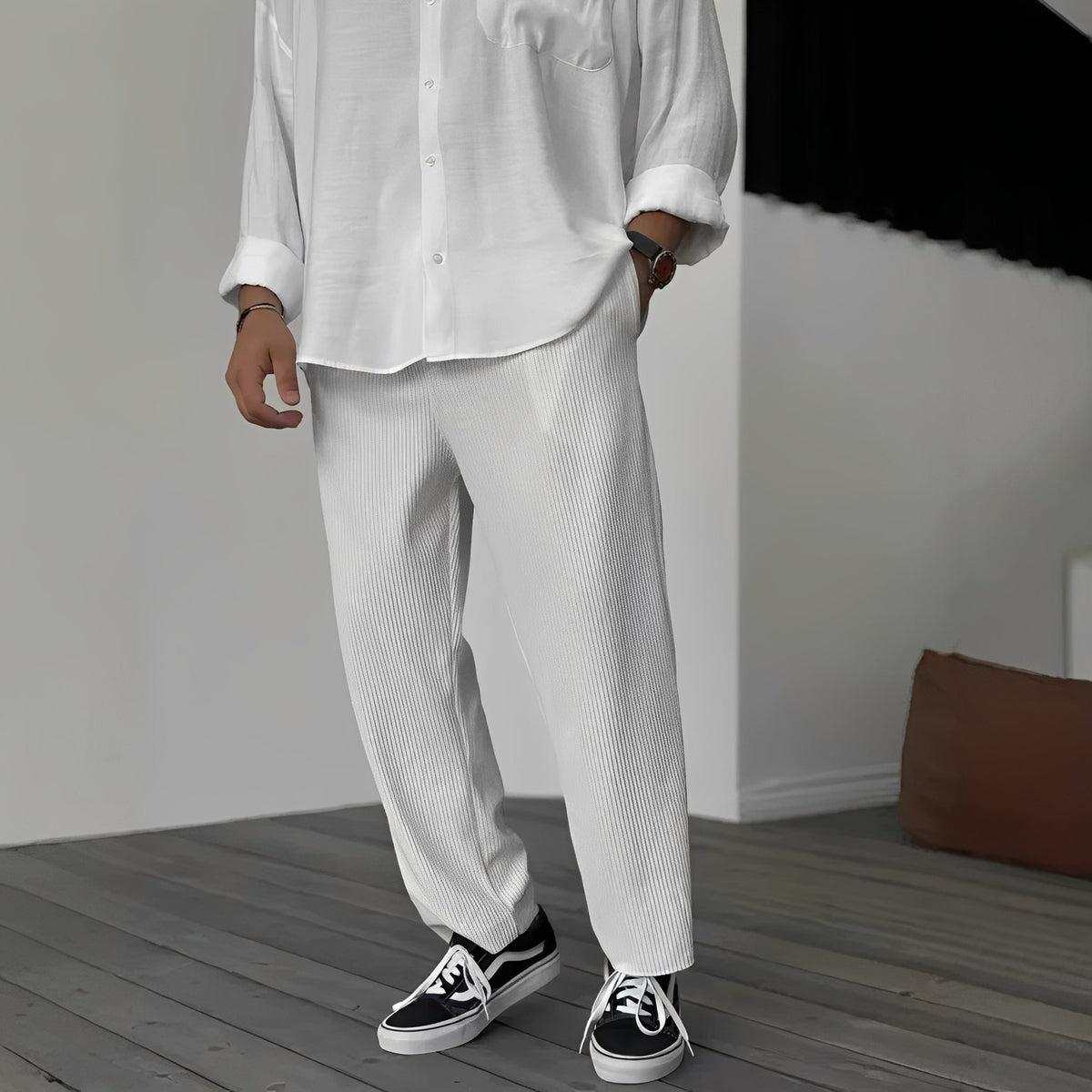 Tristan - Pantalon décontracté droit et large pour hommes