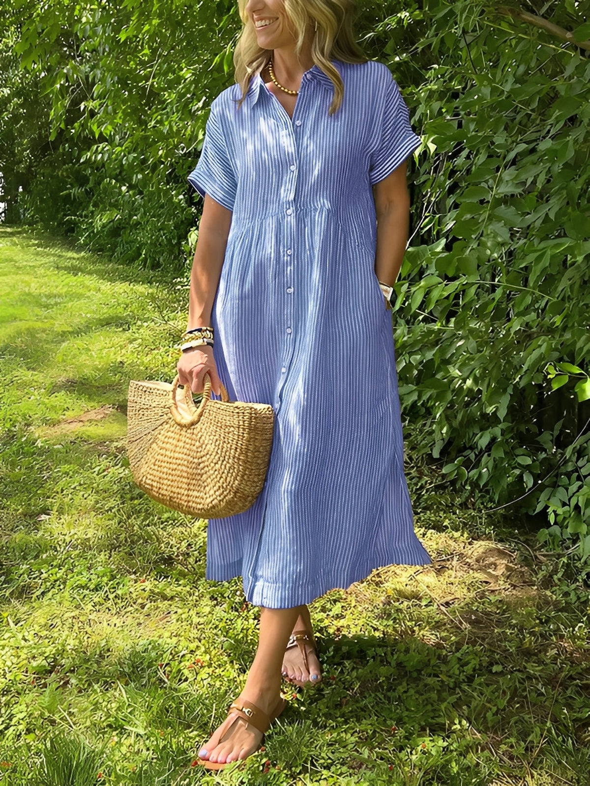 Alana - Robe-chemise à rayures décontractée pour femmes