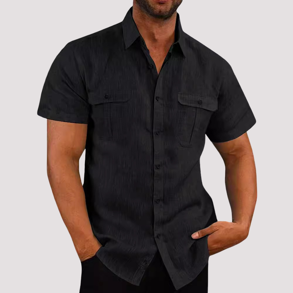 Aaron - Chemise stylée à manches courtes avec patte de boutonnage pour hommes
