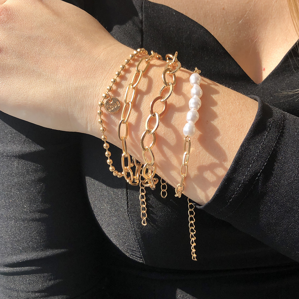 Ensemble de bracelet de perles dorées de 3 pièces - grand ensemble de chaînes