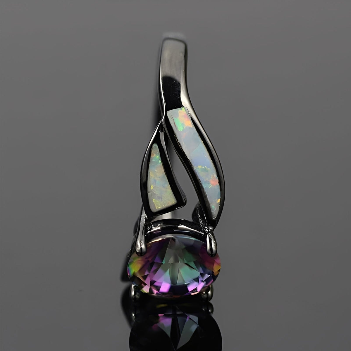 Mirella – Bague arc-en-ciel en opale et topaze