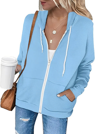 Alicia - Un sweat à capuche léger avec fermeture éclair et poches pratiques