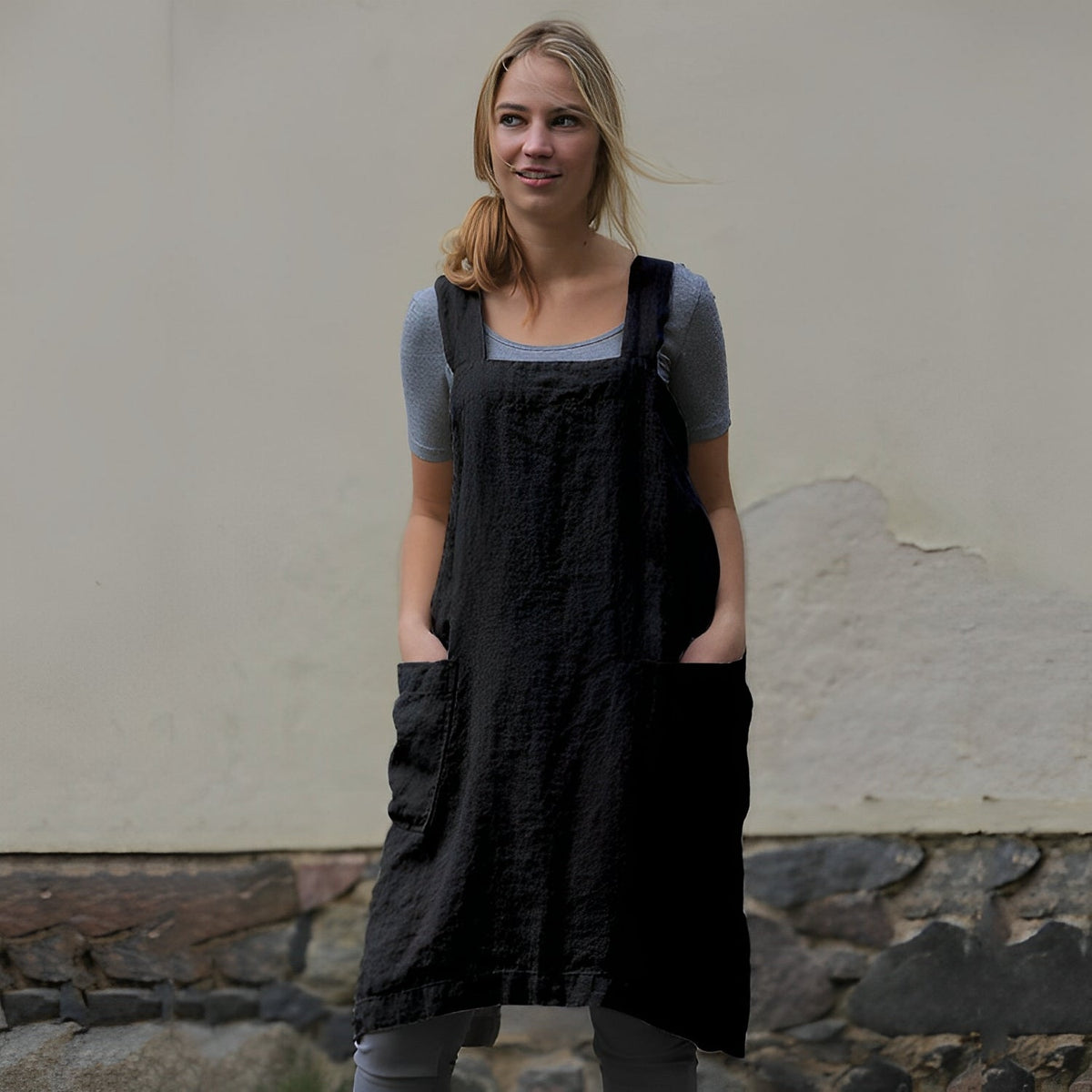 Mozelle - Robe tablier décontractée avec poches pour femmes
