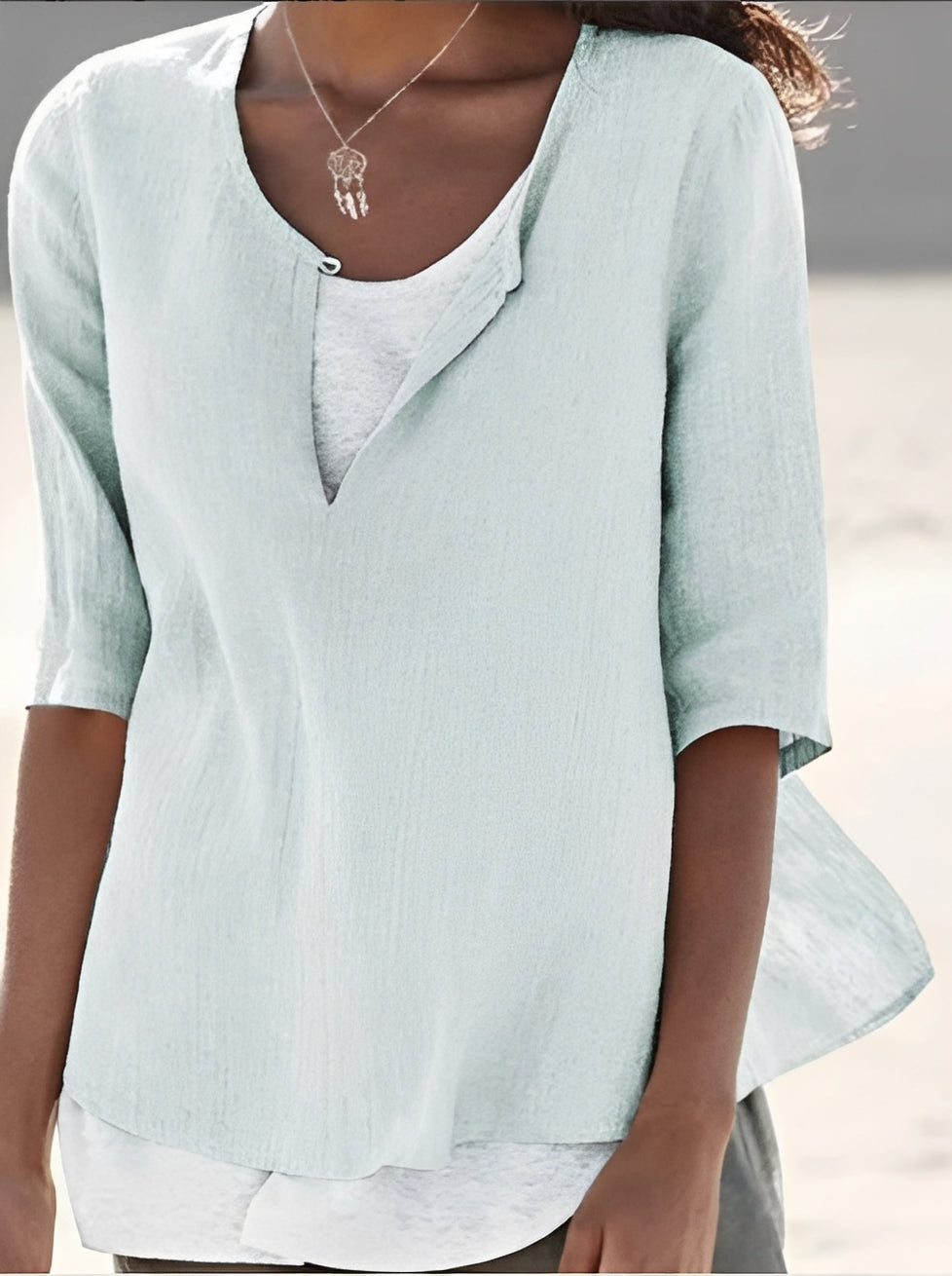 Charlie - Chemise décontractée ample à manches 3/4 pour femmes