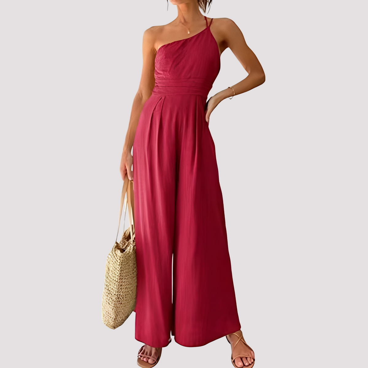 Carla - Combinaison femme élégante à une épaule avec jambes larges