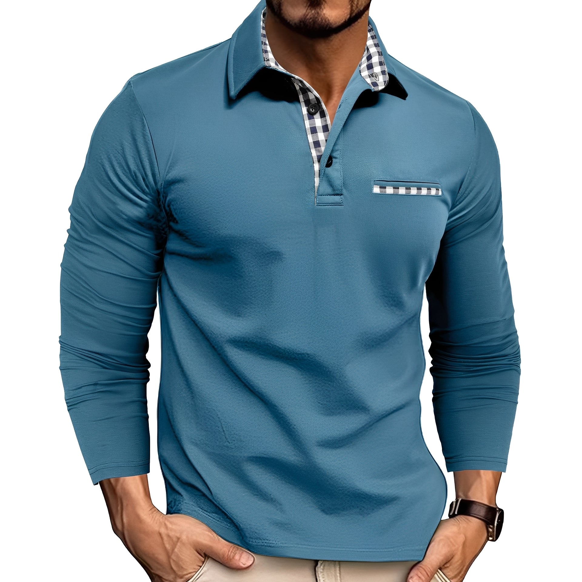 Charel - Polo à manches longues décontracté pour homme