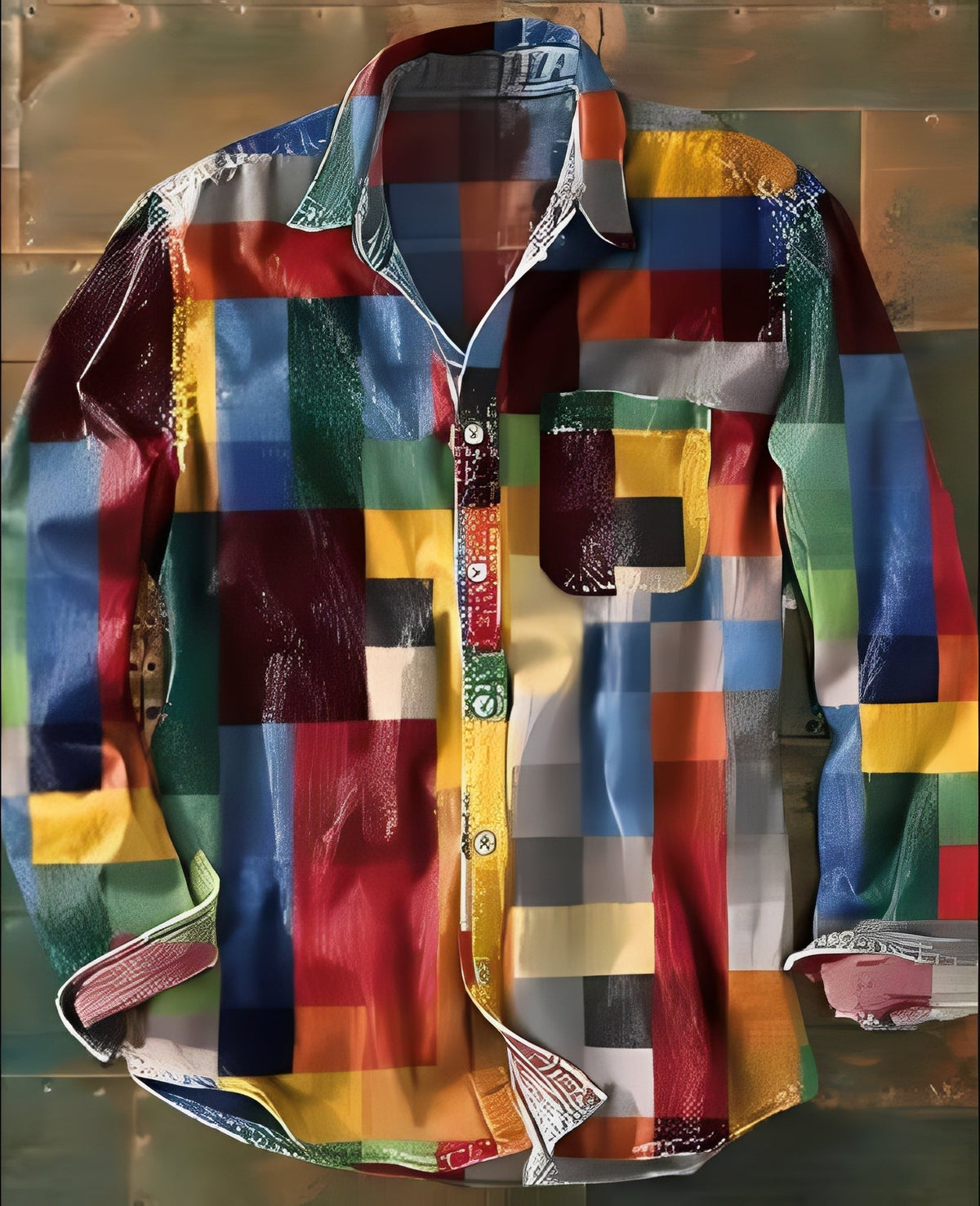 Theo - Chemise classique à manches longues avec motif pour hommes