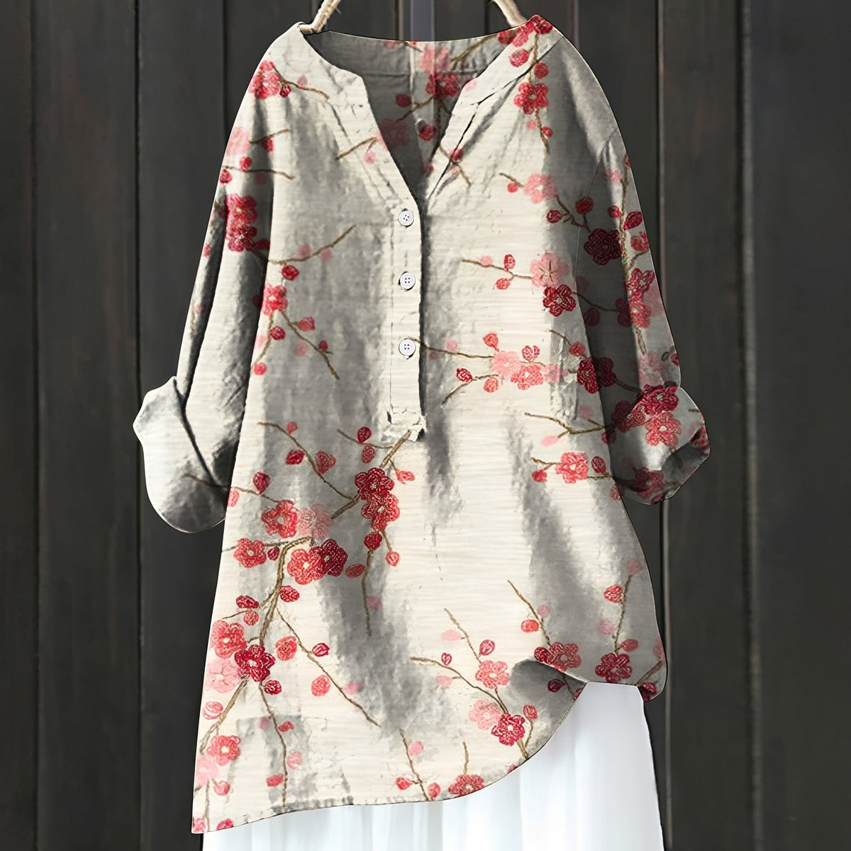 Annie - Chemisier fleuri chic avec demi-boutons pour femmes