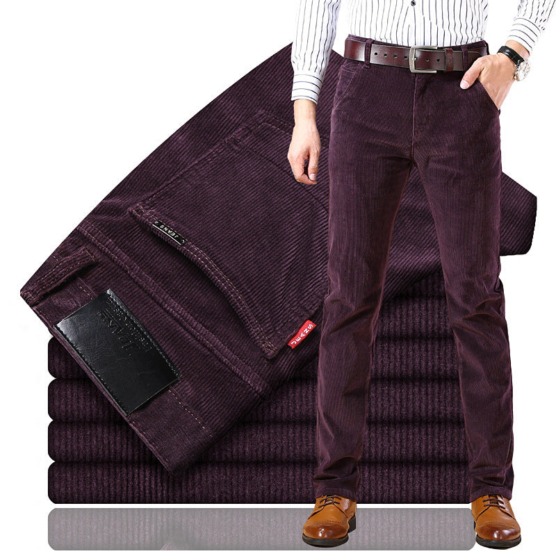Douglas - Pantalon en velours côtelé extensible rétro pour hommes