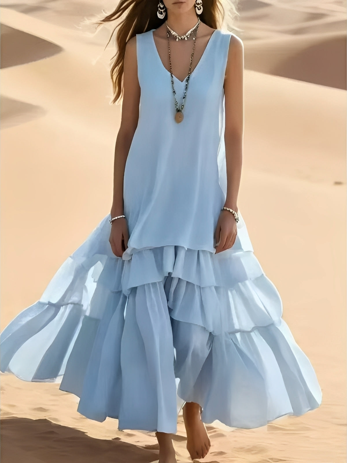 Mollie - Robe maxi décontractée avec ourlet large pour femmes
