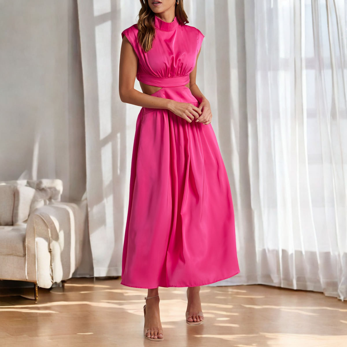 Christina - Robe maxi décontractée avec une taille découpée pour femmes