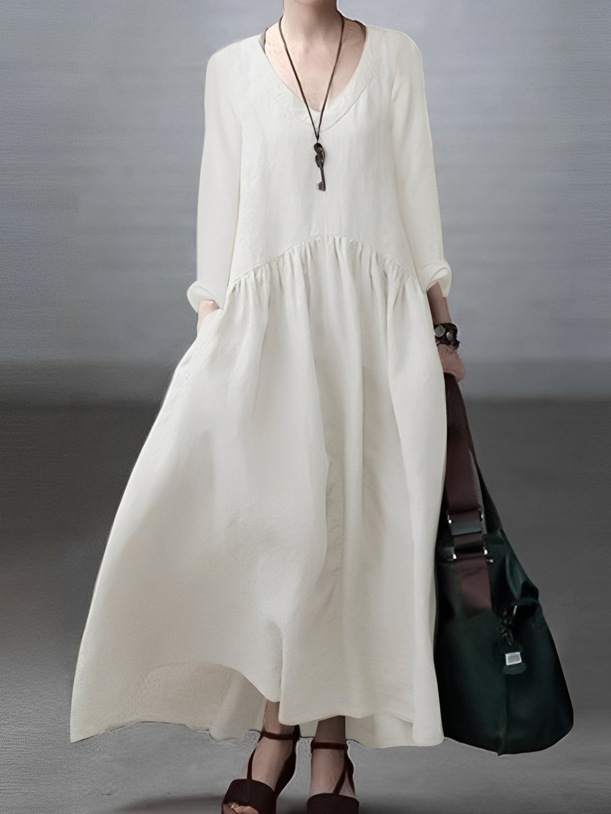 Lindy - Robe fluide et décontractée avec col V pour femmes