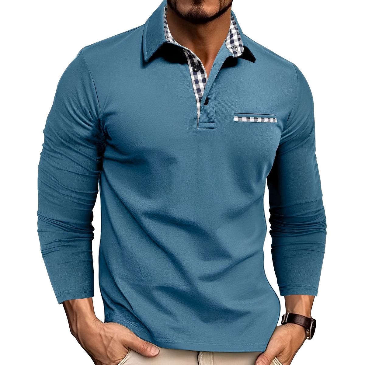 Jerome - Polo décontracté à manches longues pour hommes