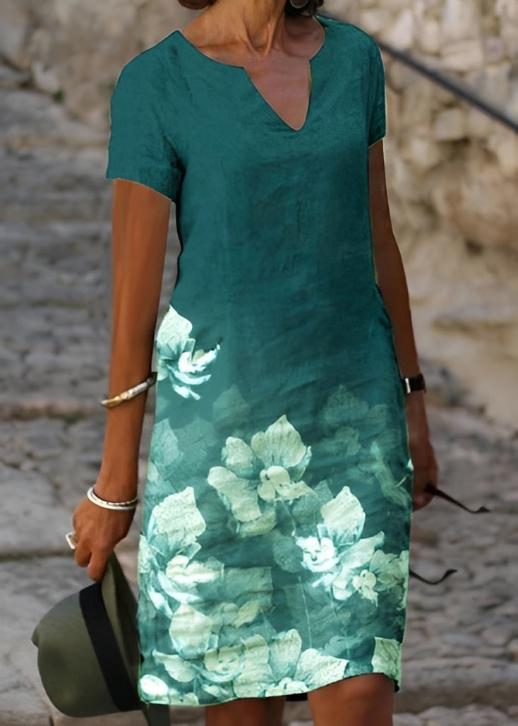 Kristina - Robe fleurie chic à manches courtes pour femmes
