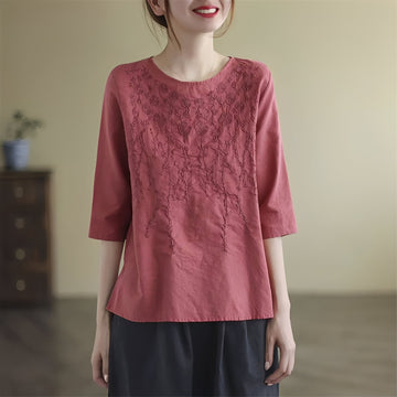 Amelia - Blouses raffinées brodées à manches mi-longues pour femmes