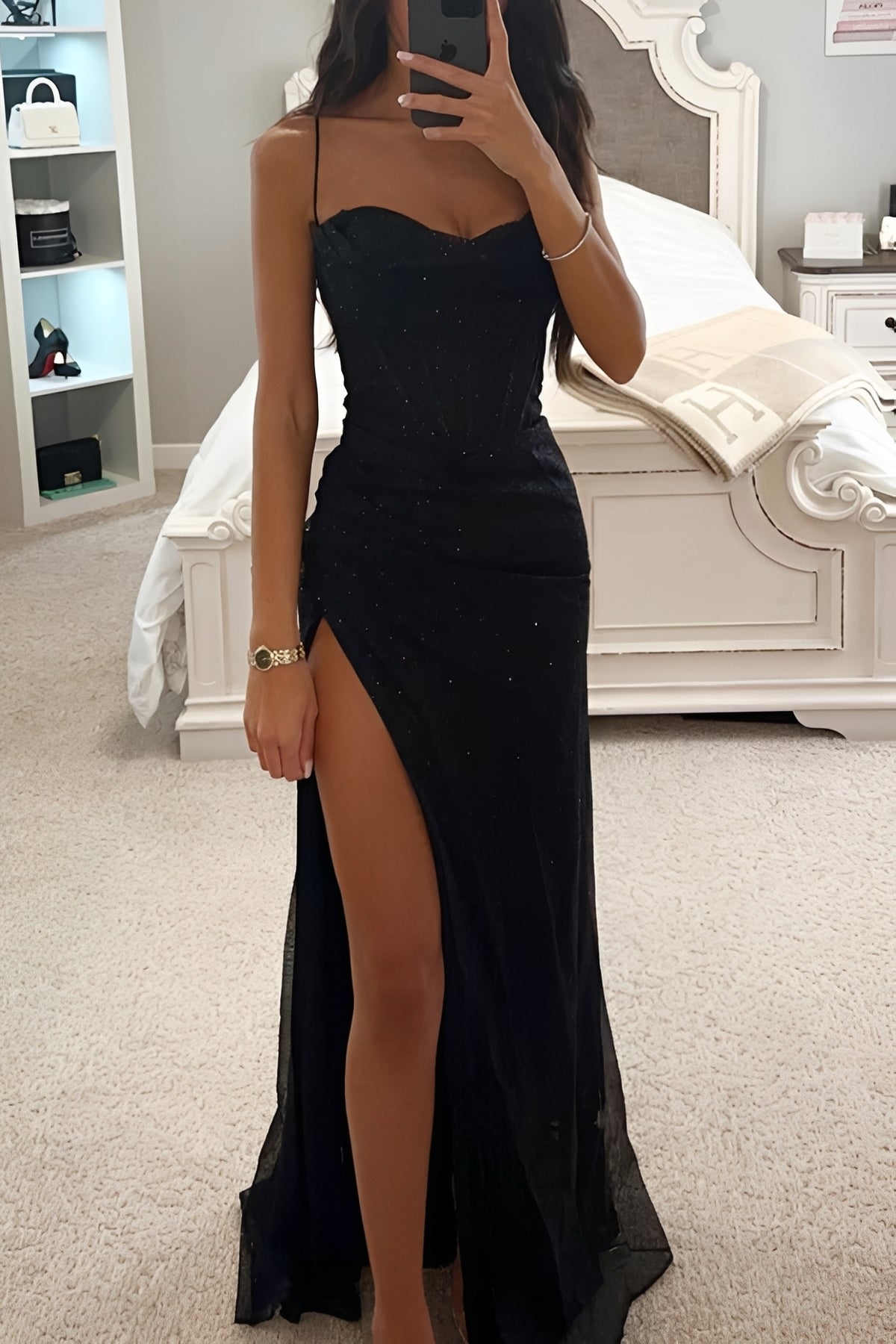 Annalise - Robe longue sophistiquée avec sequins et fente pour femmes