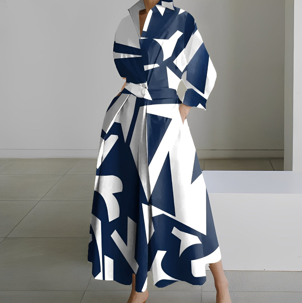 Martha - Robe chemise chic à motif abstrait pour femmes