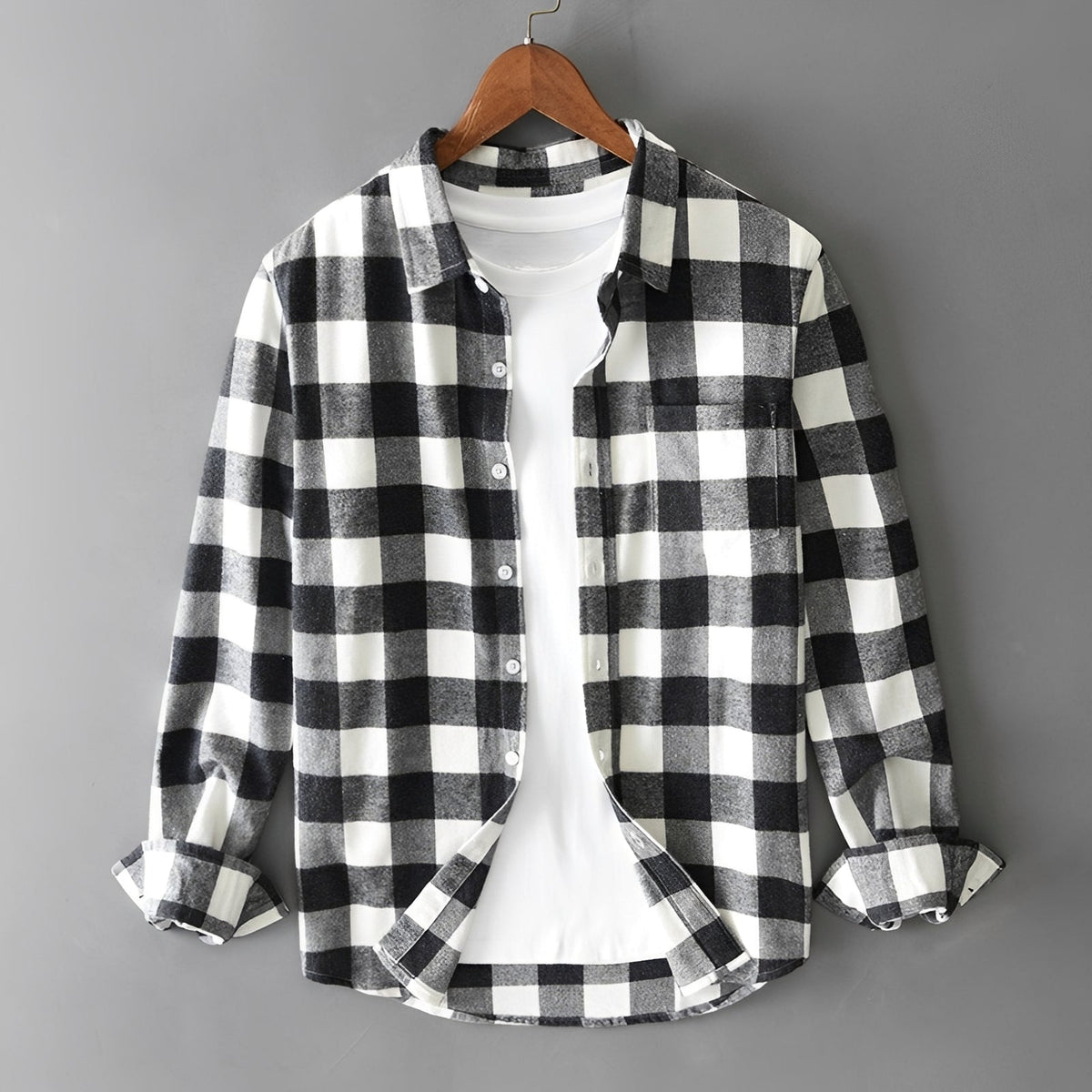 Martin - Chemise à carreaux chic avec volants pour hommes